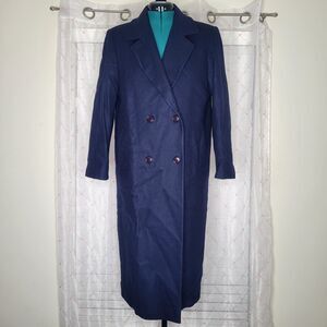 Vtg Mario De Pinto MDP Navy Blue 100% Pure Wool Warm Heavy Overcoat Coat Size 12